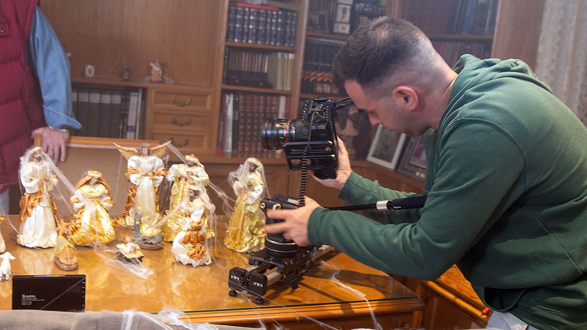 Sergio Martínez, preparando un deslizador para una toma