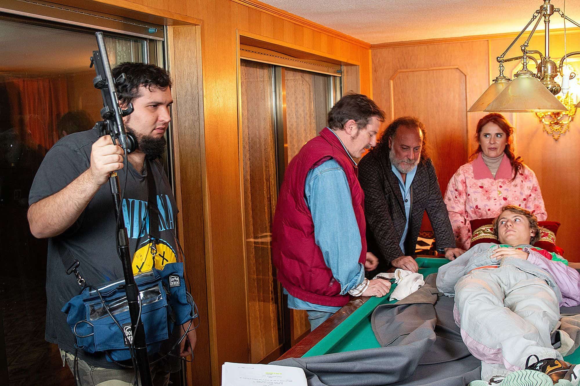 De madrugada, ensayando una de las escenas de UNA LUZ EN NOCHEBUENA