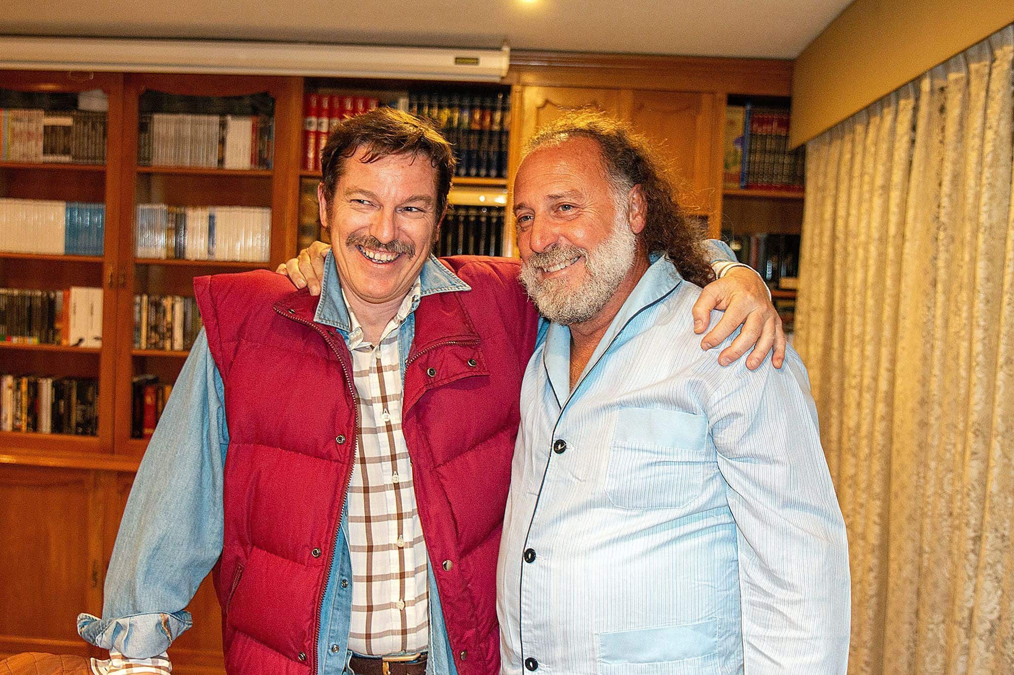 Los actores Alberto Mazarro y José Antonio Ortas durante el rodaje.